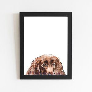 Irish Setter Peek a Boo Art Print, Dog Illustration Gallery Wall Art Animal